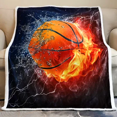 Basketball Fan Blanket: Ball on Fire and Water