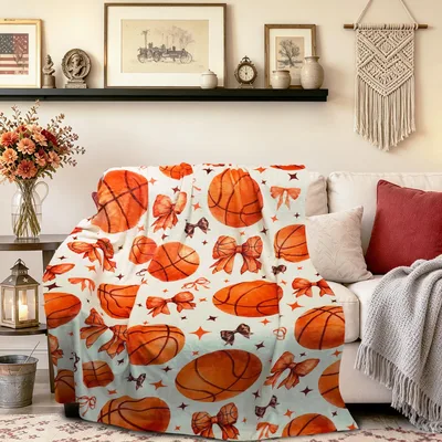Basketball Bow Blanket for Hoops Lovers and Bow Fans