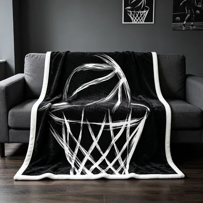 Basketball Hoop Blanket with a Sketched Net Design