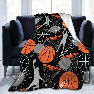 Hoops Player Blanket: Basketball Hoop Pattern Throw