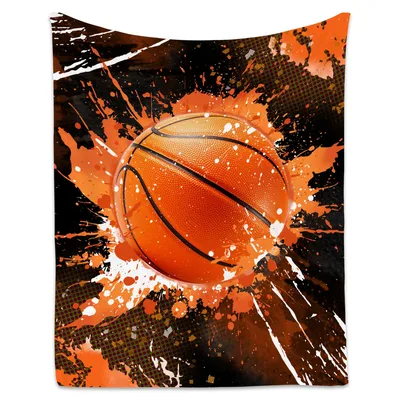 Hoops Fan Blanket: Basketball Splatter Art Throw