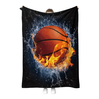Flaming Basketball Blanket for Hoops Fans and Players