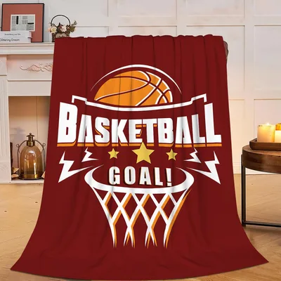 Basketball Goal Blanket with a Hoop and Bold Lettering