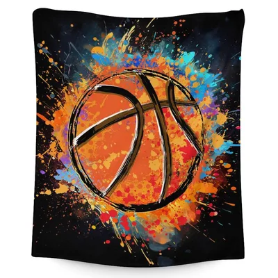 Basketball Paint Splatter Art Blanket: Vibrant Court Design
