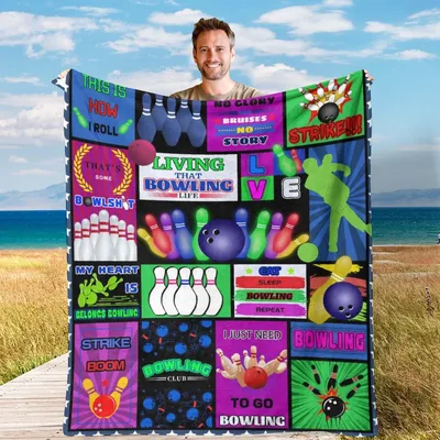 Bowling Life Blanket: Pins, Balls and Bold Bowling Slogans