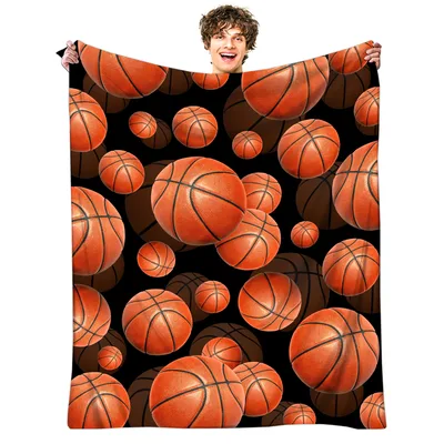 Basketball Pattern Sports Blanket for Court Lovers and Team Fans