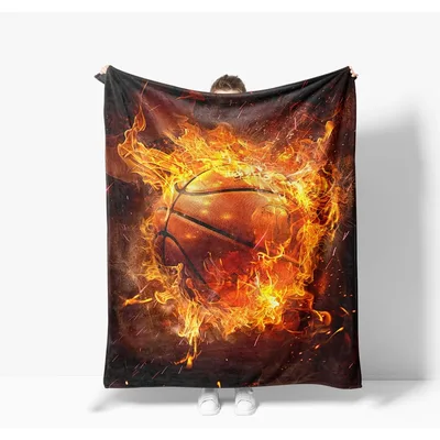 Basketball Fire Design Blanket for Hoop Fans