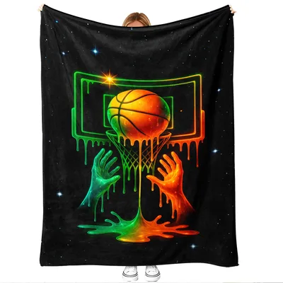 Basketball Neon Drip Blanket: Glowing Hoop Art for Gamer Fans
