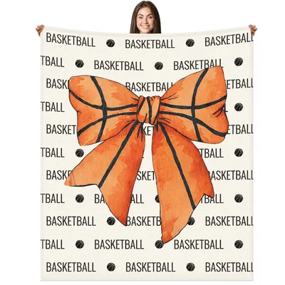 Basketball Bow Coquette Blanket: A Large Orange Bow Design
