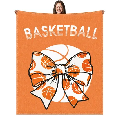 Basketball Spieler Blanket: Orange Bow Design for Court Lovers