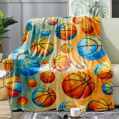 Basketball Watercolor Pattern Blanket: Artistic Court Design