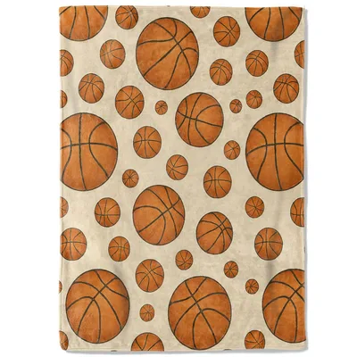 Basketballs Pattern on Beige Blanket: Cozy Court Vibes