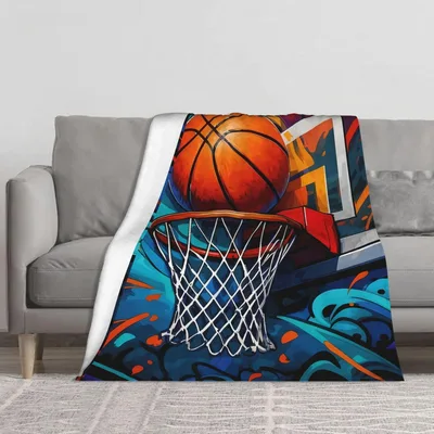 Basketball Hoop Art Blanket: Vibrant Street Style Basketball Print