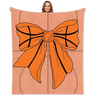 Orange Basketball Bow Coquette Blanket for Hoops Fans
