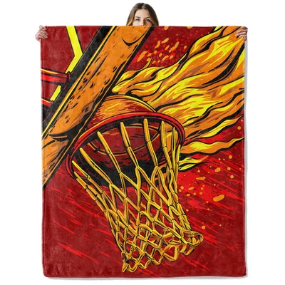 Basketball Hoop Fire Blanket: Flame-Lit Dunk Throw