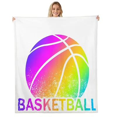 Rainbow Basketball Print Blanket: A Vibrant Court Design for Fans