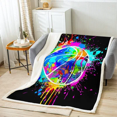 Watercolor Splash Basketball Blanket: Vibrant Art Design