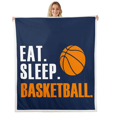 Eat Sleep Basketball Blanket: Bold Orange Ball Design