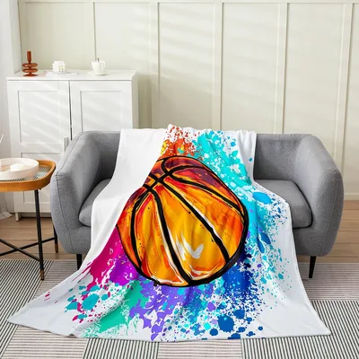 Basketball Watercolor Splash Blanket: Vibrant Art Design for Fans