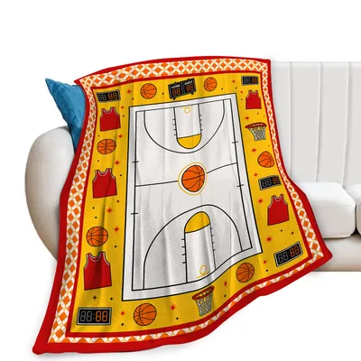 Basketball Court Design Blanket features a vibrant court map