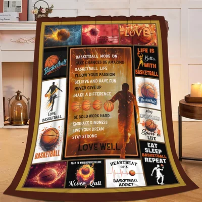 Basketball Quotes Collage Design Blanket for Players and Fans