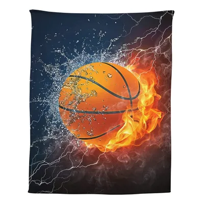 Flaming Basketball in Water Blanket: Fire and Splash Design