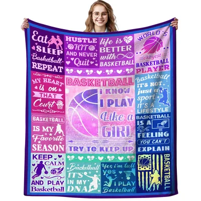 Basketball Lover Life Quote Blanket for Girls Who Play Hard