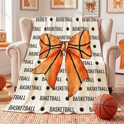 Basketball Coquette Bow Blanket: Orange Bow Design for Fans