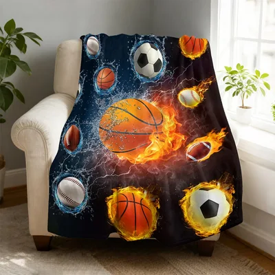 Flaming Sports Balls Blanket No. 2: Fire and Water Action Design