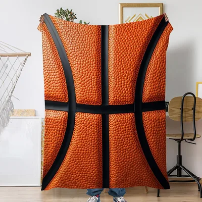 Basketball Ball Pattern Blanket: Realistic Orange Design for Fans