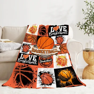 Love Basketball Patchwork Balls Blanket for Court Lovers