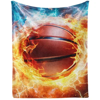 Basketball on Fire Blanket: Hot Ball Design for Fans