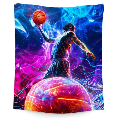 Basketball Player Neon Smoke Blanket