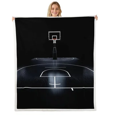 Basketball Court Black Blanket: Dramatic Hoop Design