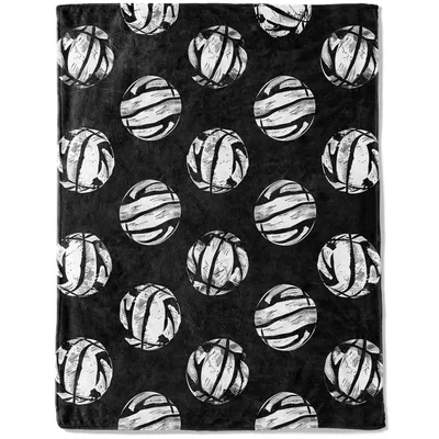 Black and White Basketball Blanket: Sketch Style Court Cover
