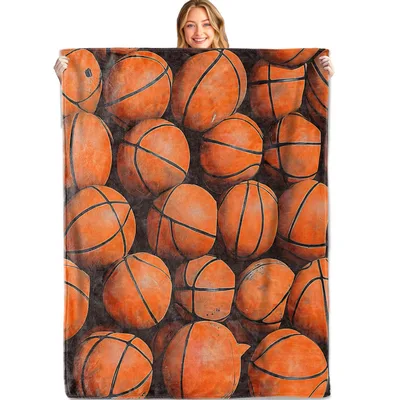 Realistic Basketballs Pattern Blanket for Court Enthusiasts