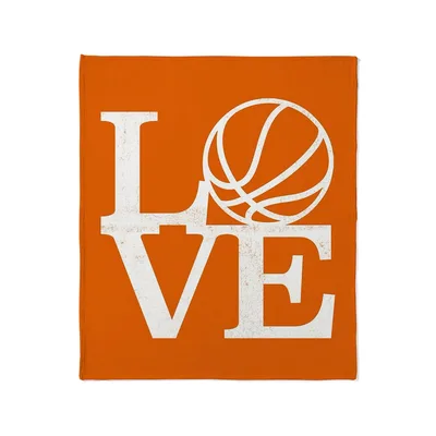 Love Basketball Blanket: Orange Design with Ball Typography