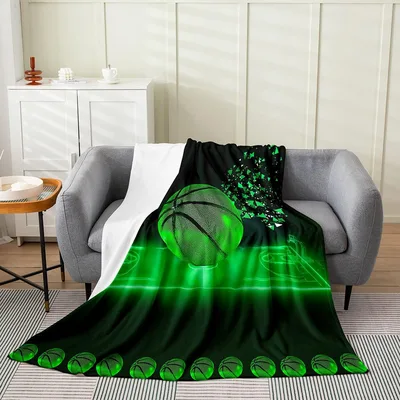 Neon Green Basketball Design Blanket for Court Lovers