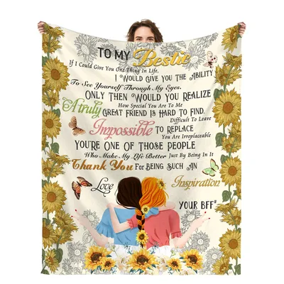 Sunflower Friend Blanket: To My Bestie Quote