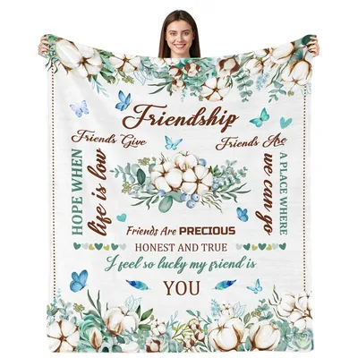 Best Friend Cotton Flowers Blanket featuring floral art