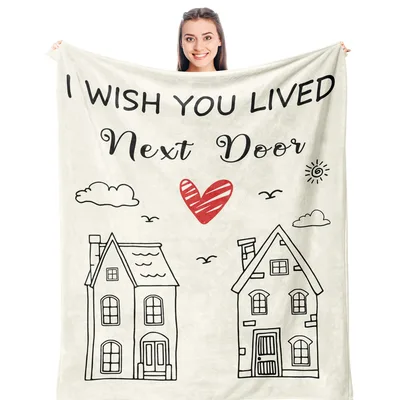 Best Friend Next Door Blanket with two sketched houses