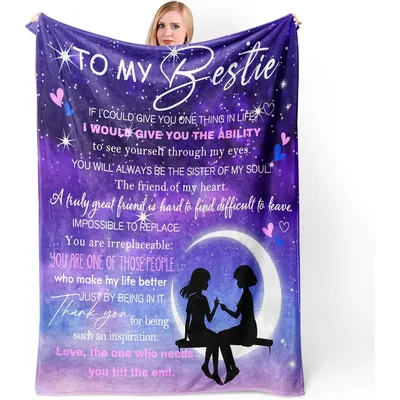 Best Friend Sisters Quote Blanket Celebrating Soulful Friendship