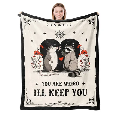 Weird Friend Blanket: Possum and Raccoon Love Print