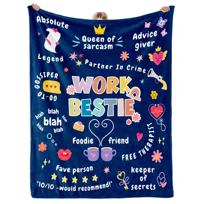 Coworker Friend Blanket with WORK BESTIE