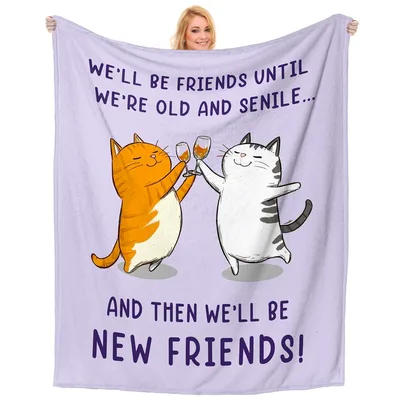 Cat Friends Blanket: Old, Senile, and Still Friends