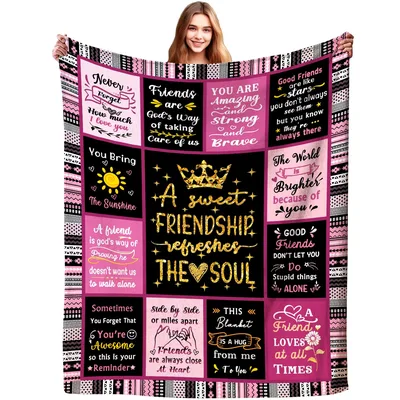 Pink Sunshine Friendship Hugs Blanket: Quotes for Best Friends