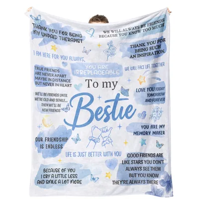 To My Bestie Watercolor Blue Butterfly Blanket