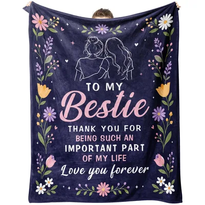 To My Bestie Thank You Blanket: Floral Friendship Gift Design