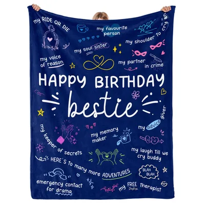 Friend Birthday Gift Blanket: Happy Birthday Bestie Throw