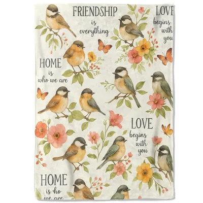 Chickadee Birds Blanket for Friends Who Feel Like Home